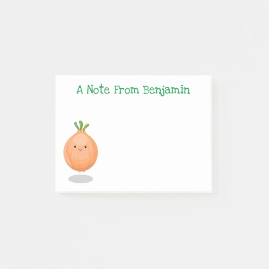 Cute happy brown onion cartoon illustratie post-it® notes (Voorkant)