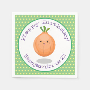 Cute happy brown onion cartoon illustratie servet