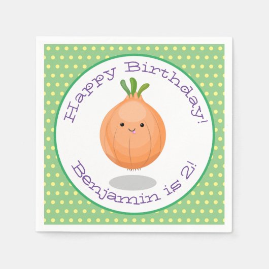 Cute happy brown onion cartoon illustratie servet (Voorkant)