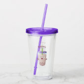 Cute happy bubble tea boba cartoon acryl drinkbeker (Achterkant)
