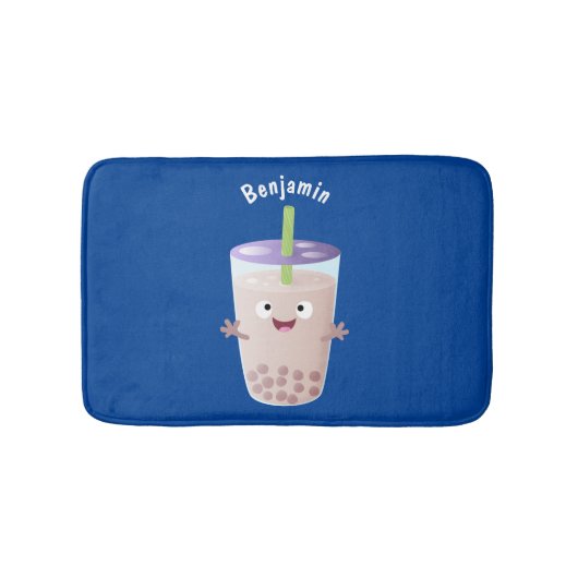 Cute happy bubble tea boba cartoon badmat (Voorkant)