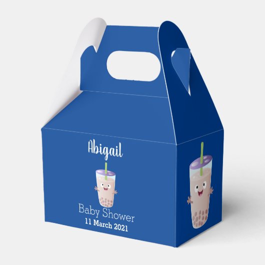 Cute happy bubble tea boba cartoon bedankdoosjes (Voorkant Zijde)