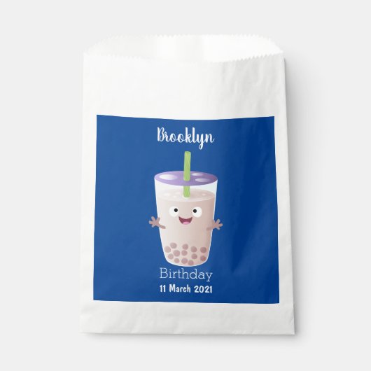 Cute happy bubble tea boba cartoon bedankzakje (Voorkant)