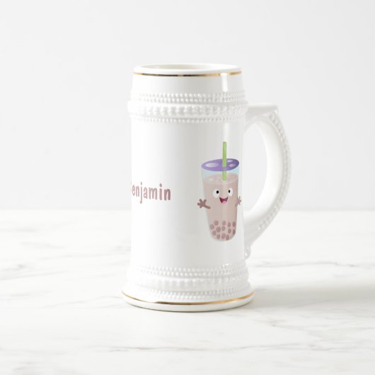 Cute happy bubble tea boba cartoon bierpul (Voorkant rechts)