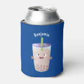 Cute happy bubble tea boba cartoon blikjeskoeler (Blikje Voorkant)