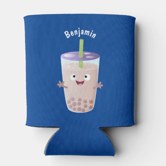 Cute happy bubble tea boba cartoon blikjeskoeler (Achterkant)
