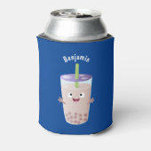 Cute happy bubble tea boba cartoon blikjeskoeler (Blikje Achterkant)
