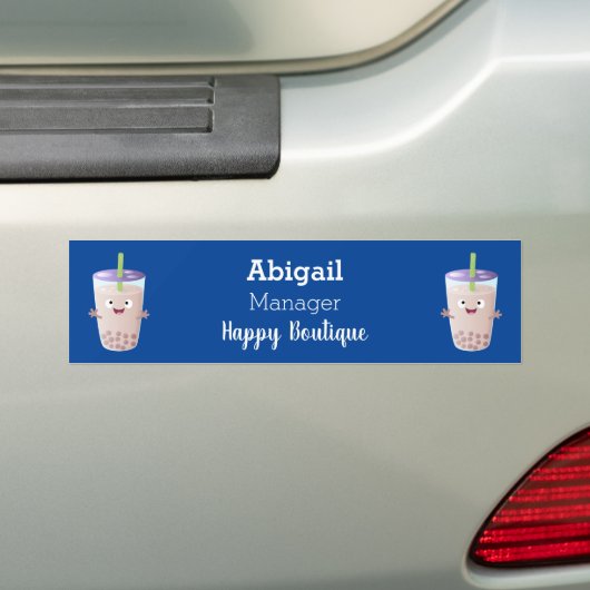 Cute happy bubble tea boba cartoon bumpersticker (Op auto)