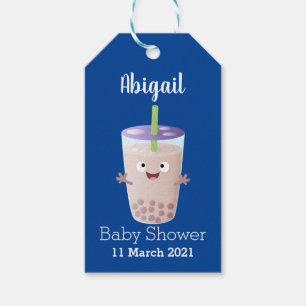 Cute happy bubble tea boba cartoon cadeaulabel