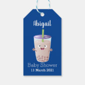 Cute happy bubble tea boba cartoon cadeaulabel (Achterkant)