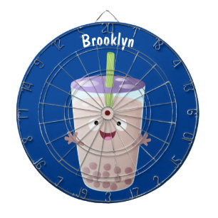 Cute happy bubble tea boba cartoon dartbord