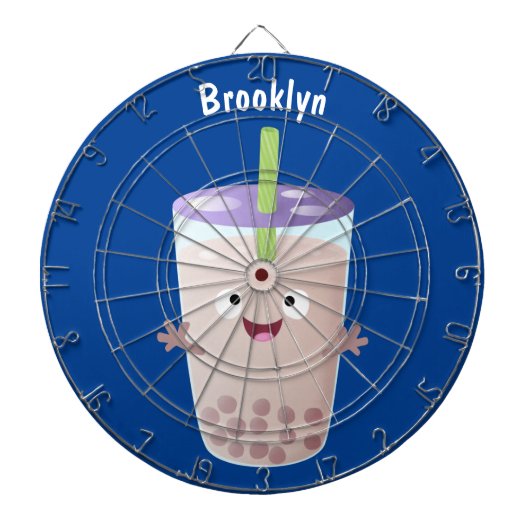 Cute happy bubble tea boba cartoon dartbord (Voorkant)