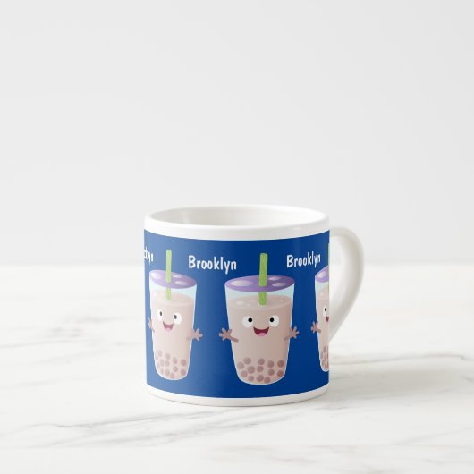 Cute happy bubble tea boba cartoon espresso kop (Voorkant rechts)