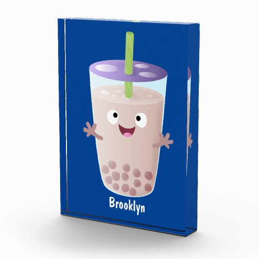 Cute happy bubble tea boba cartoon fotoblokken (Rechts)
