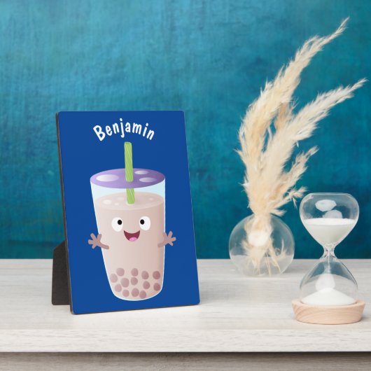 Cute happy bubble tea boba cartoon fotoplaat (Zijkant)