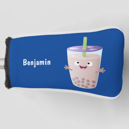 Cute happy bubble tea boba cartoon golfheadcover (Voorkant)