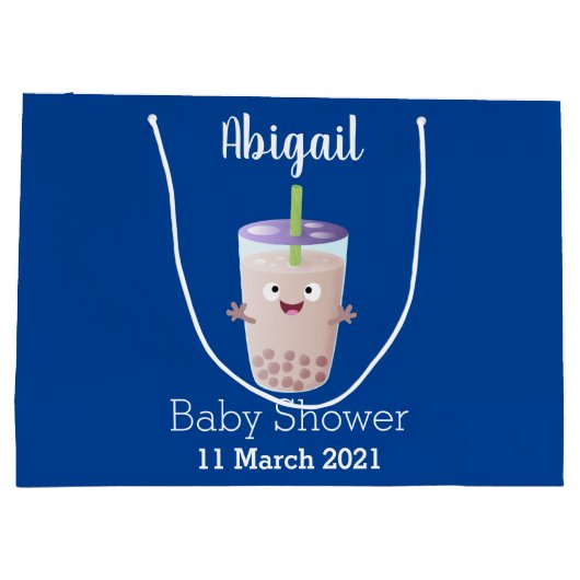 Cute happy bubble tea boba cartoon groot cadeauzakje (Achterkant)