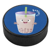 Cute happy bubble tea boba cartoon hockey puck (3/4)