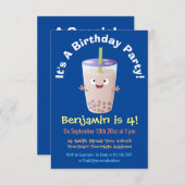 Cute happy bubble tea boba cartoon kaart (Voorkant / Achterkant)