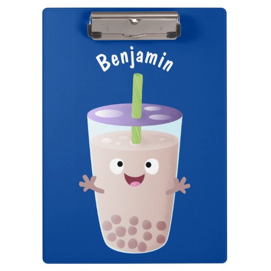 Cute happy bubble tea boba cartoon klembord (Voorkant)