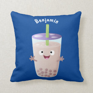 Cute happy bubble tea boba cartoon kussen