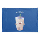 Cute happy bubble tea boba cartoon kussensloop (Achterkant)
