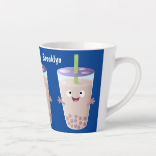 Cute happy bubble tea boba cartoon latte mok