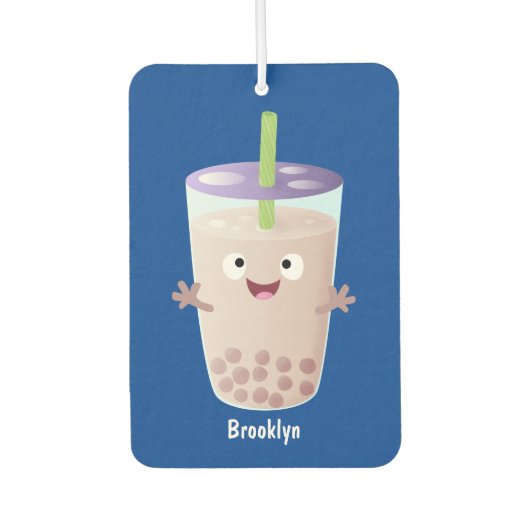 Cute happy bubble tea boba cartoon luchtverfrisser (Voorkant)