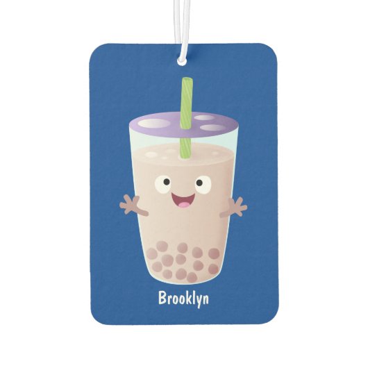 Cute happy bubble tea boba cartoon luchtverfrisser (Achterkant)
