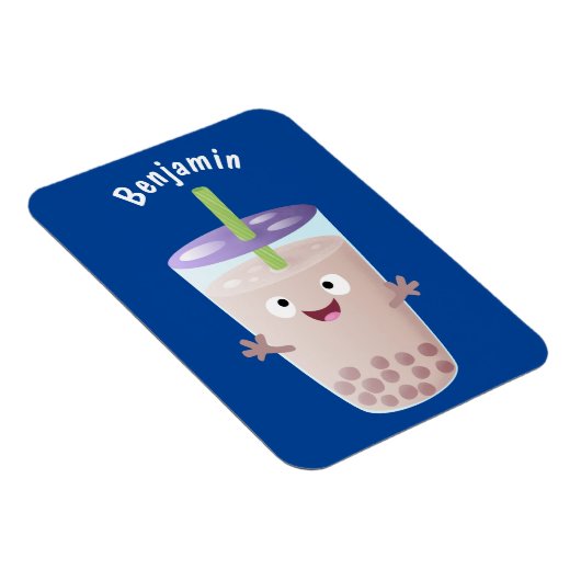 Cute happy bubble tea boba cartoon magneet (Rechterzijde)