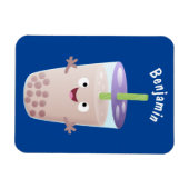 Cute happy bubble tea boba cartoon magneet (Horizontaal)