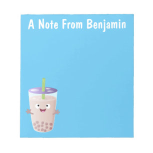 Cute happy bubble tea boba cartoon notitieblok