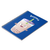 Cute happy bubble tea boba cartoon notitieboek (Linkerzijde)