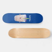 Cute happy bubble tea boba cartoon persoonlijk skateboard (Horizontaal)