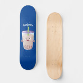 Cute happy bubble tea boba cartoon persoonlijk skateboard (Voorkant)