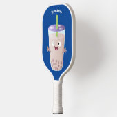 Cute happy bubble tea boba cartoon pickleball paddle (Links)