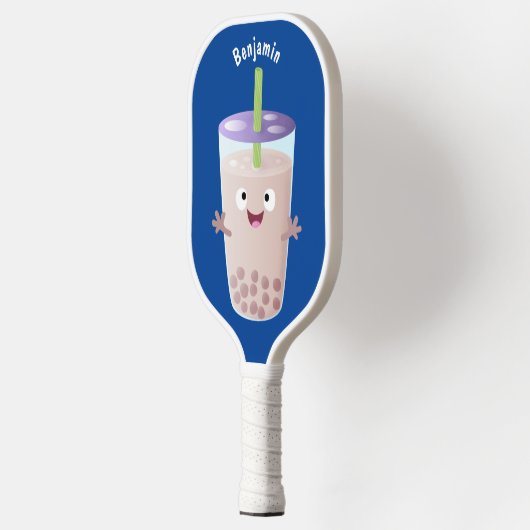 Cute happy bubble tea boba cartoon pickleball paddle (Links)