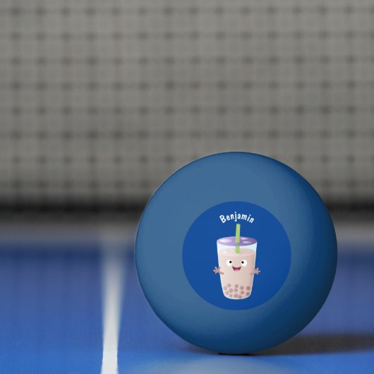 Cute happy bubble tea boba cartoon pingpongbal (Net)