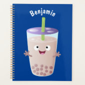 Cute happy bubble tea boba cartoon planner (Voorkant)