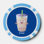 Cute happy bubble tea boba cartoon poker chips (Achterkant)