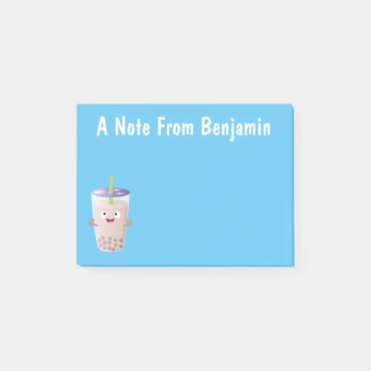 Cute happy bubble tea boba cartoon post-it® notes (Voorkant)