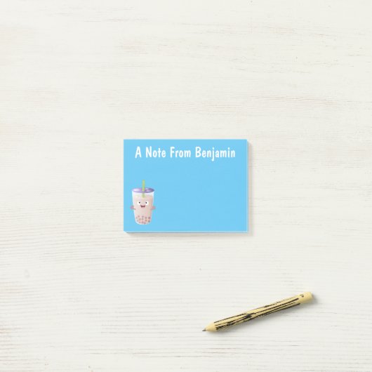 Cute happy bubble tea boba cartoon post-it® notes (Op bureau)