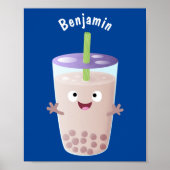Cute happy bubble tea boba cartoon poster (Voorkant)