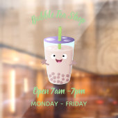 Cute happy bubble tea boba cartoon raamsticker (Vel 2)