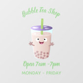 Cute happy bubble tea boba cartoon raamsticker (Vel)