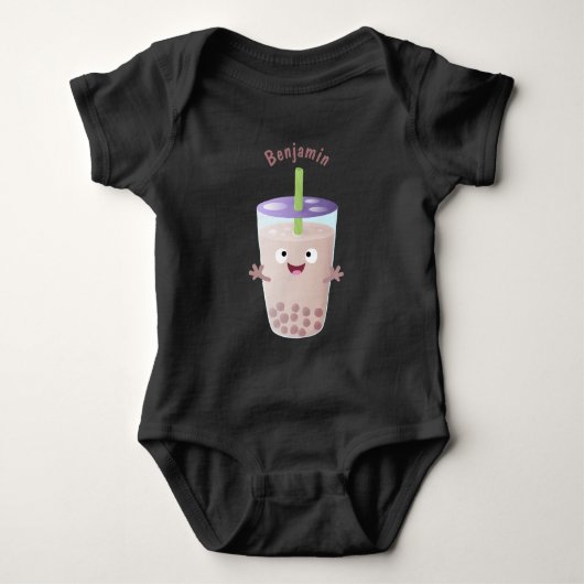 Cute happy bubble tea boba cartoon romper (Voorkant)