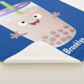 Cute happy bubble tea boba cartoon sherpa deken (3/4)