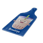 Cute happy bubble tea boba cartoon snijplank (Hoek)