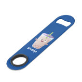 Cute happy bubble tea boba cartoon speed flessenopener (Achterkant Gekanteld)