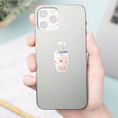 Cute happy bubble tea boba cartoon sticker (Telefoon)